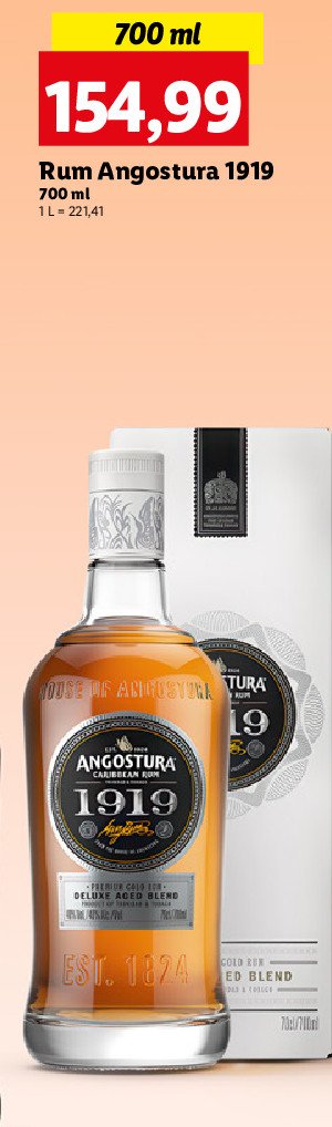 Rum karton ANGOSTURA 1919 promocja w Lidl