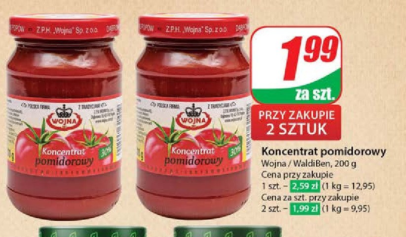 Koncentrat pomidorowy 30 % Wojna promocja w Dino