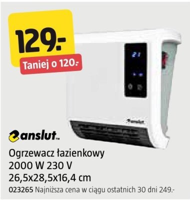 Ogrzewacz łazienkowy Anslut 2000 W 230 V 26,5x28,5x16 cm promocja w Jula
