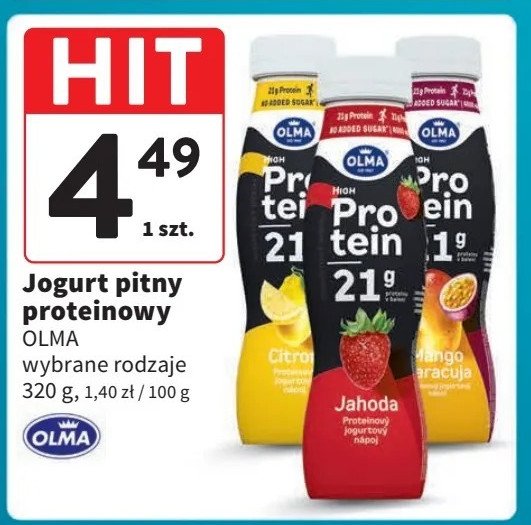 Jogurt jahoda Olma high protein promocja