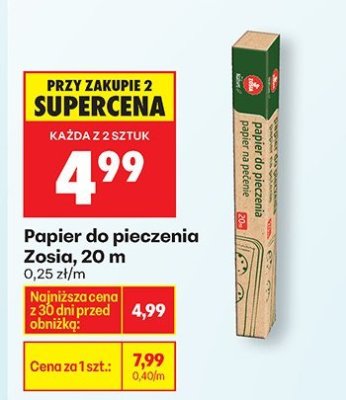 Papier do pieczenia Zosia, 20 m promocja w Biedronka