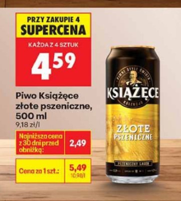 Piwo Książęce złote pszeniczne, 500 ml promocja w Biedronka