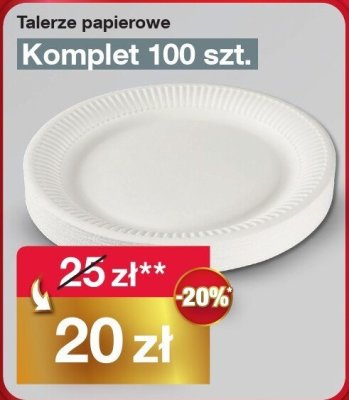 Talerze papierowe komplet 100 szt. promocja w Woolworth