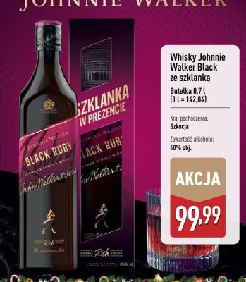 Whisky Johnnie Walker Black ze szklanką promocja w Aldi