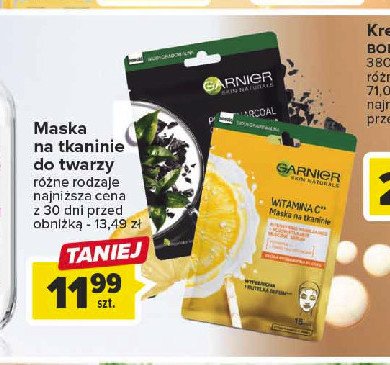 Maseczka na tkaninie Garnier vitamin c promocja