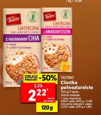Ciasteczka orkiszowo-owsiane z amarantusem Tastino promocja