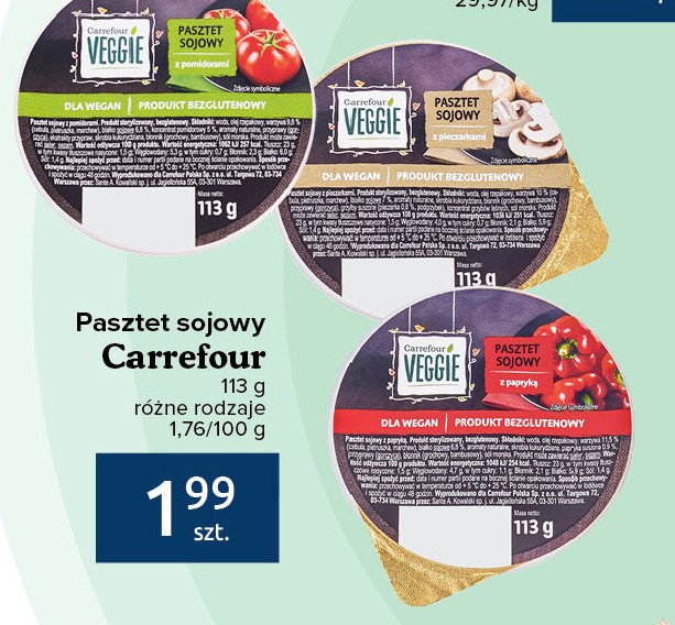 Pasztet sojowy z papryką Carrefour veggie promocja