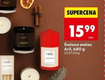 Świeca walec Aril 680 g promocja w Biedronka