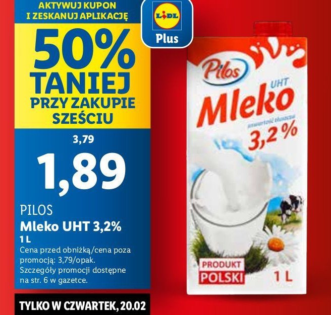 Mleko 3.2% Pilos promocja