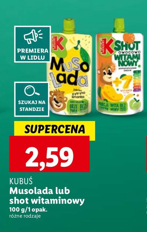 Musolada jabłko-cytryna-limonka Kubuś mus 100% promocja