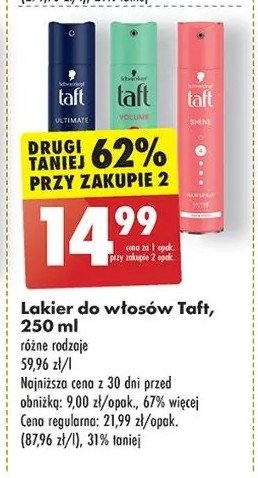 Lakier do włosów Taft power promocja w Biedronka