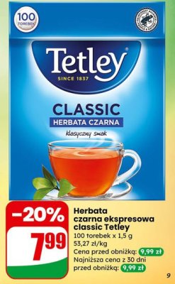 Herbata czarna ekspresowa classic Tetley promocja w Dino