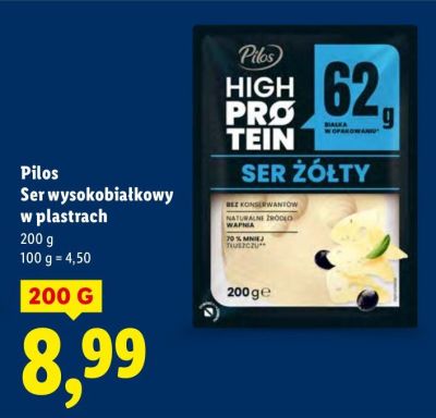 Ser Pilos Ser wysokobiałkowy w plastrach promocja w Lidl
