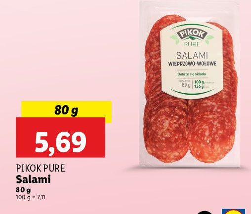 Salami wieprzowo-wołowe Pikok pure promocja