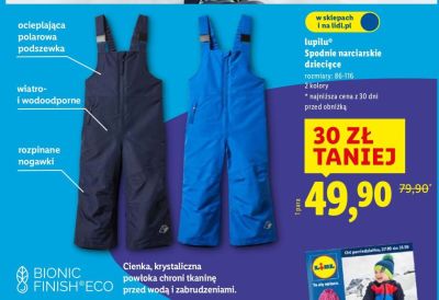 Spodnie narciarskie dziecięce lupilu promocja w Lidl