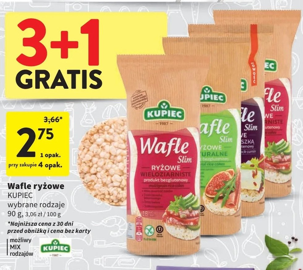 Wafle ryżowe wieloziarniste Kupiec promocja