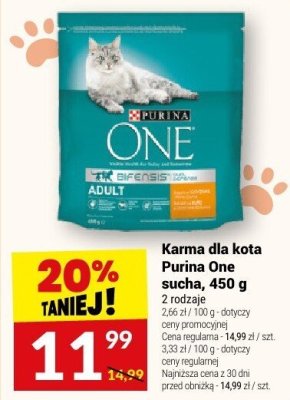 Karma dla kota Purina One Adult sucha 450 g promocja w Twój Market