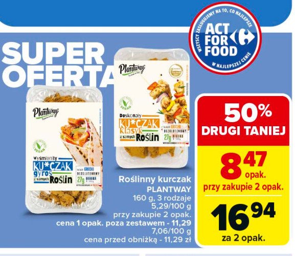 Kurczak gyros roślinny Plantway promocja w Carrefour Market