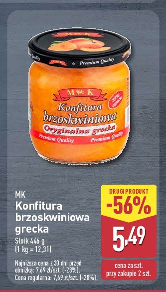 Konfitura brzoskwiniowa M&k promocja w Aldi
