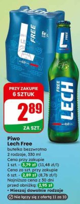 Piwo Lech Free 2 rodzaje 330 ml promocja w Dino