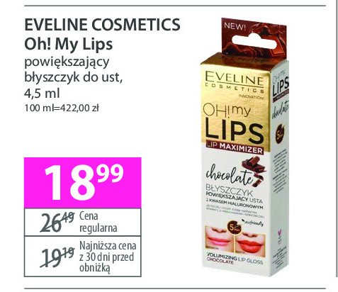 Błyszczyk powiększający usta chocolate Eveline oh! my lips promocja