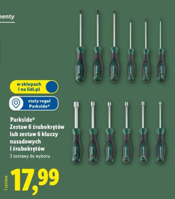 Parkside Zestaw 6 śrubokrętów lub zestaw 6 kluczy nasadowych i śrubokrętów promocja w Lidl