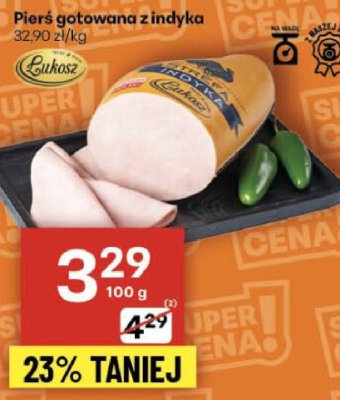 Pierś gotowana z indyka Łukosz promocja w Delikatesy Centrum