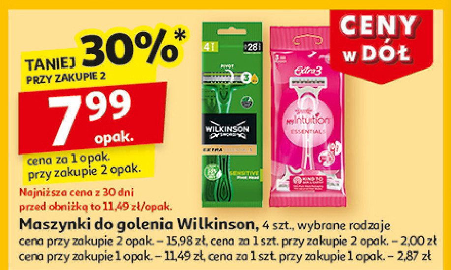 Maszynka do golenia Wilkinson extra 3 beauty promocja w Auchan