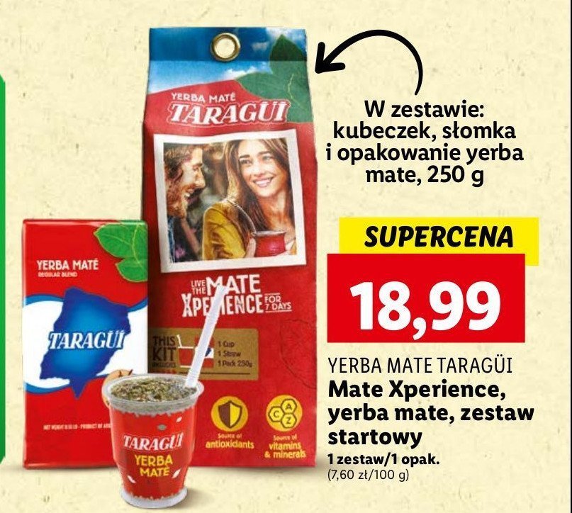 Zestaw herbat: herbata yerba mate xperience + yerba mate 250 g + kubeczek ze słomką Taragui promocja