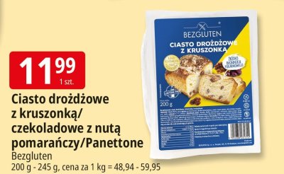 Ciasto drożdżowe z kruszonką/czekoladowe z nutą pomarańczy/Panettone Bezgluten promocja w Leclerc