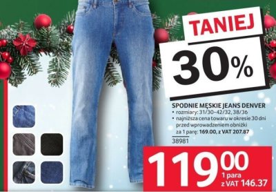 Spodnie męskie jeans Denver promocja w Selgros