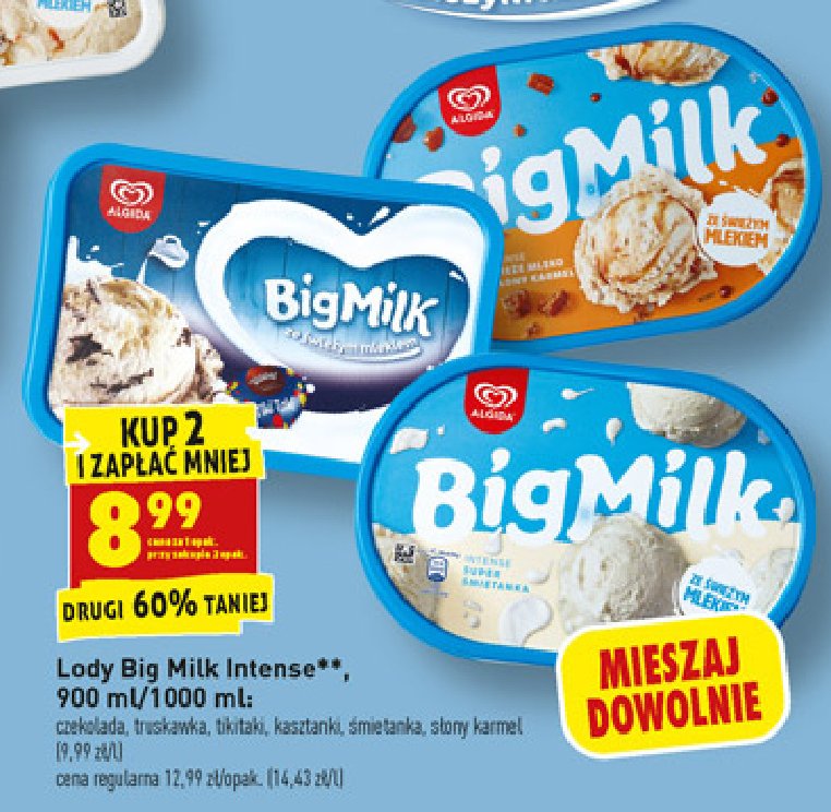 Lody tiki taki z wawelu Algida big milk promocja