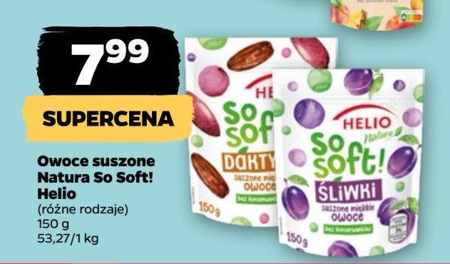 Śliwki suszone miękkie owoce Helio natura so soft! promocja w Netto