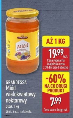 Miód wielokwiatowy nektarowy GRANDESSA promocja w Aldi
