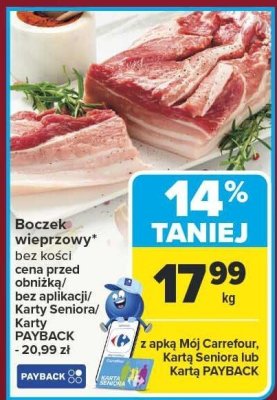 Boczek wieprzowy bez kości promocja w Carrefour Market