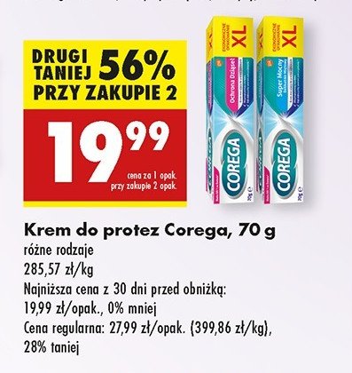 Krem mocujący do protez delikatnie miętowy Corega super mocny promocja w Biedronka