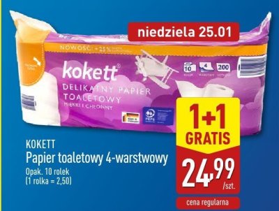 Papier toaletowy 4-warstwowy 1+1 GRATIS promocja w Aldi