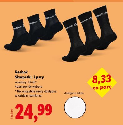 Skarpetki sportowe Reebok 3 pary promocja w Lidl