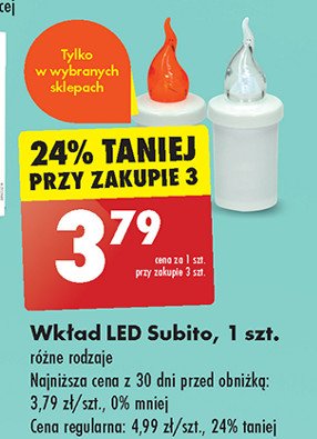 Wkład led s6 30 dni biały Subito promocja