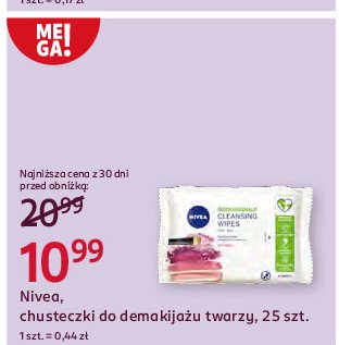 Łagodzące chusteczki do demakijażu 3w1 biodegradowalne Nivea promocja w Rossmann