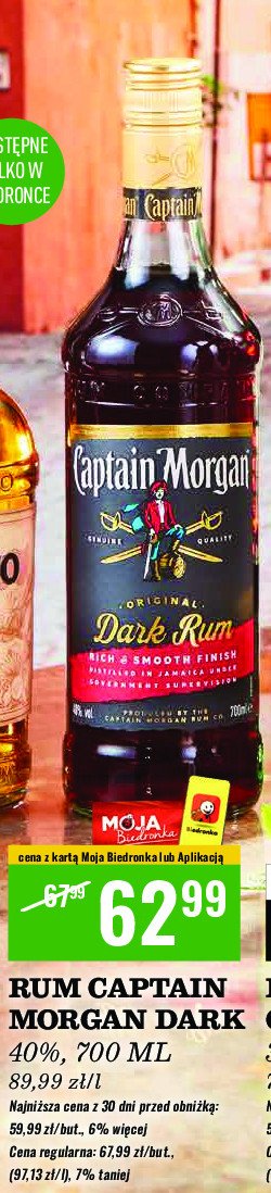 Rum Captain morgan dark rum promocja w Biedronka