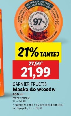 Maska do w艂os贸w papaya Garnier fructis hair food promocja