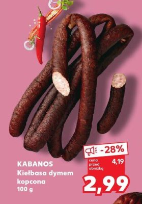 Kiełbasa dymem kopcona Kabanos promocja w Kaufland
