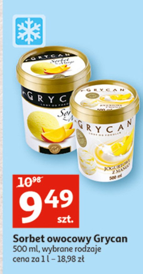Lody jogurtowe z mango Grycan promocje