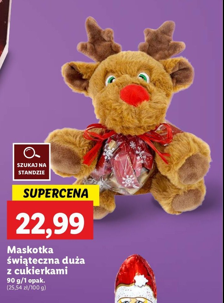 Maskotka świąteczna z cukierkami promocja w Lidl