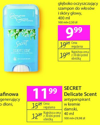 Dezodorant Secret delicate scent promocja