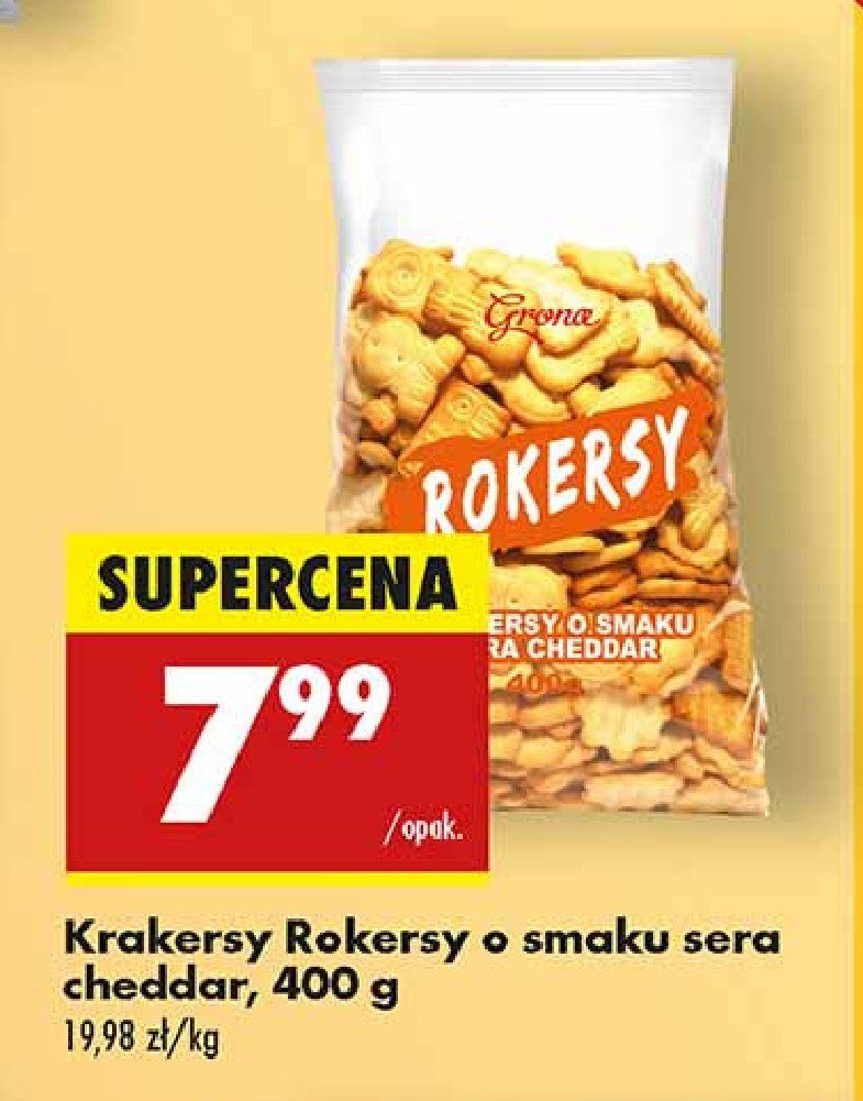 Krakersy rokersy o smaku sera cheddar Grona promocja