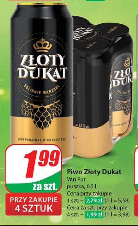 Piwo Złoty dukat promocja w Dino