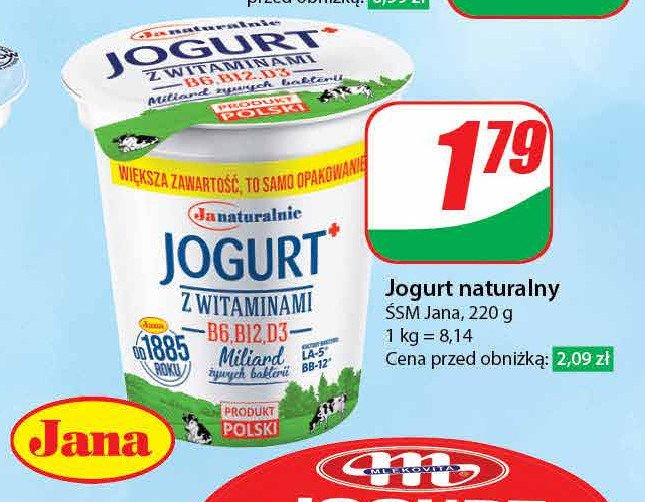 Jogurt naturalny z witaminami Jana promocja