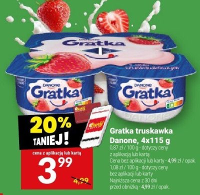 Gratka truskawka Danone, 4x115 g promocja w Twój Market